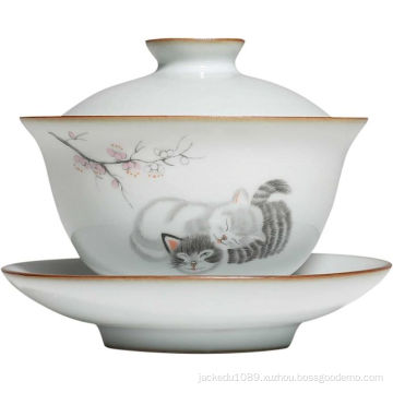 Heat Resistant White Porcelain and Painted Chinese Teaware